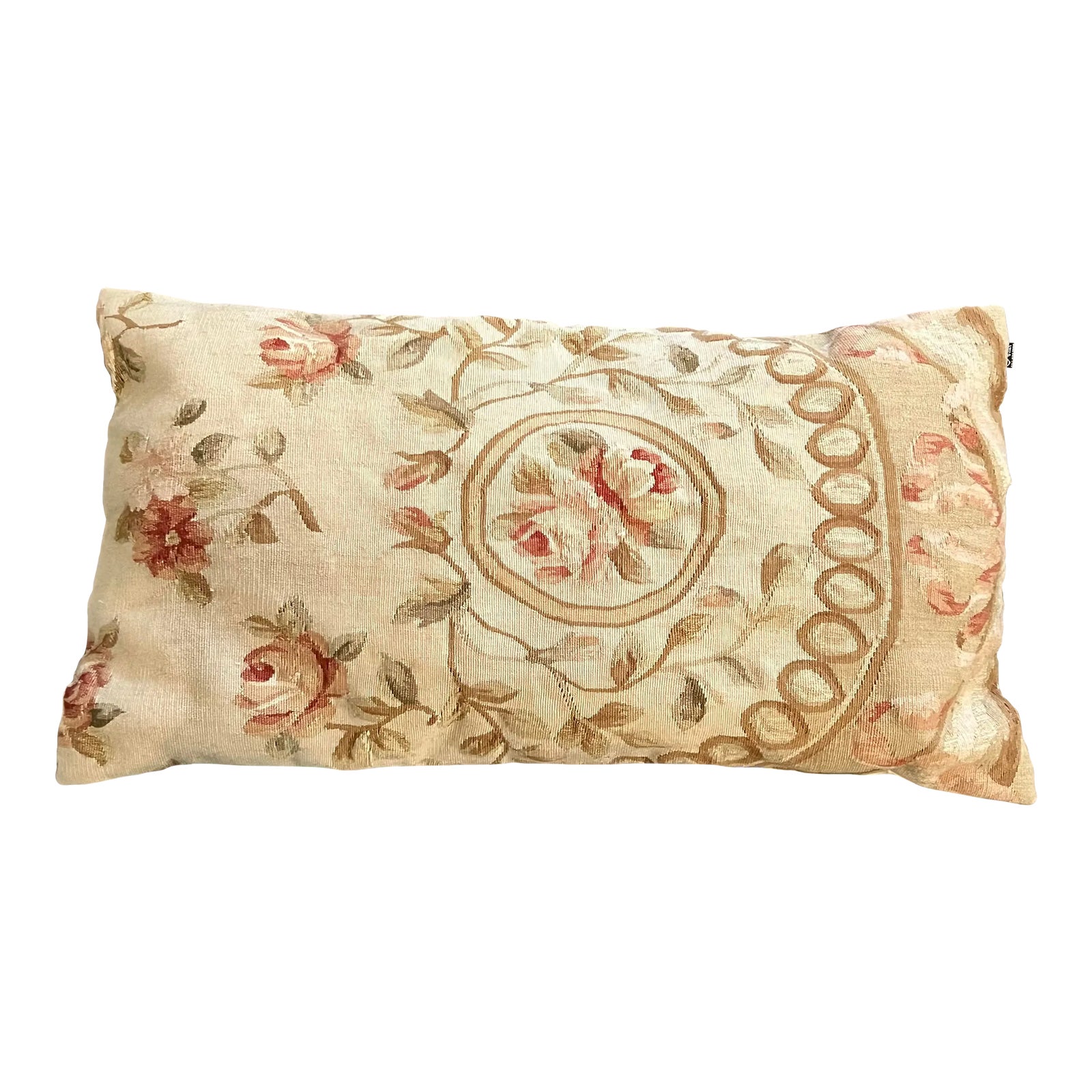 Antique Pink Rose French Aubusson Long Lumbar Decorative Pillow Chairish