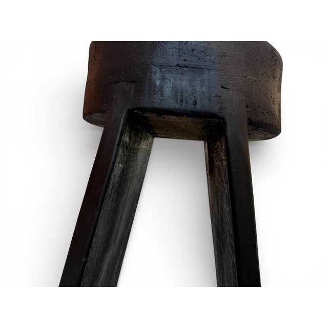 20" - Handcrafted Sculptural Solid Wood "Halo" Ebony Stool For Sale - Image 16 of 16