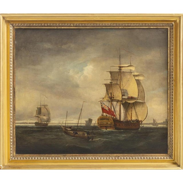 MARINE, 1800s, Oil on Canvas For Sale - Image 9 of 9
