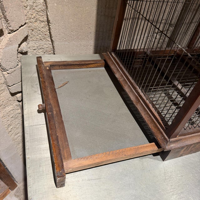 Vintage Victorian Architectural-Style Wooden Birdcage Wood Steel For Sale - Image 10 of 12