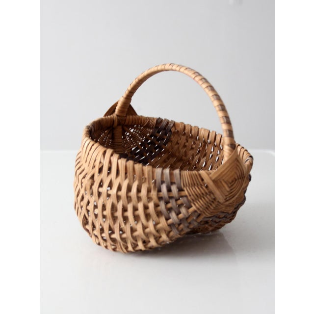 Brown Vintage Handmade Buttocks Basket For Sale - Image 8 of 12