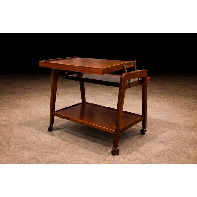 Wood Bar Cart in Imbuia Wood & Metal, Ming Moveis, 1950s For Sale - Image 7 of 15