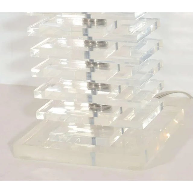 Modernist Stacked Lucite Lamp For Sale - Image 4 of 9