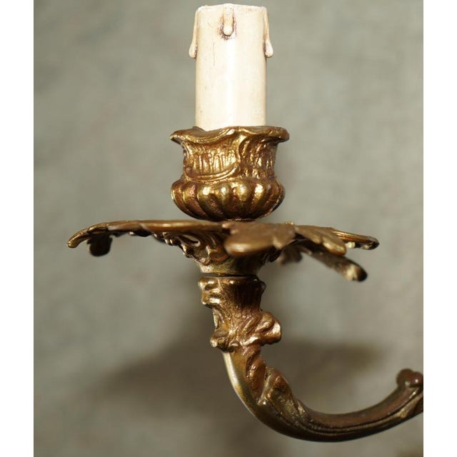 Metal Ornate Antique French 1920s Bronzed Candle Sconce Wall Lights, Set of 2 For Sale - Image 7 of 18