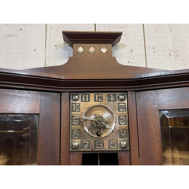 Wood Art Nouveau Mahogany Sideboard with Clock in the style of Gustave Serrurier Bovy, 1890s For Sale - Image 7 of 18