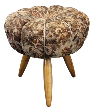 Mid-Century Modern Czech Upholstered Stool in Beech Wood, 1950s