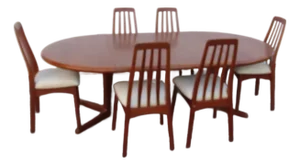 Edvard Valentinsen Danish Modern Dining Table Six Svegard Chairs 2 Leaves 6311