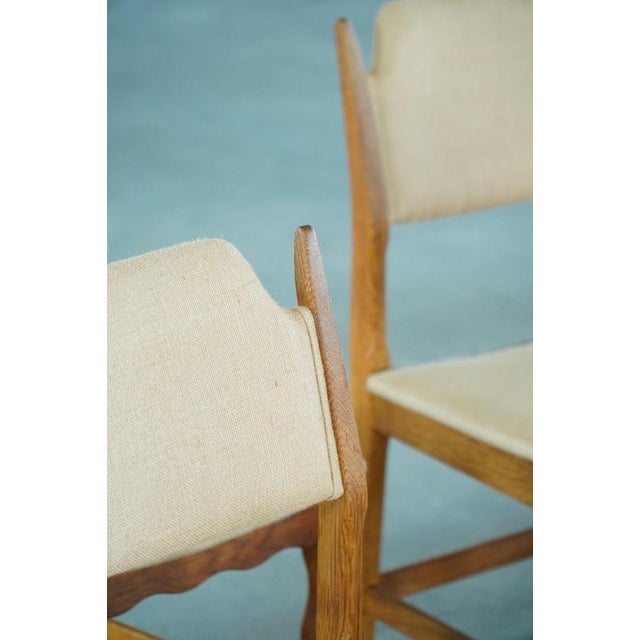 Baroque Mid-Century Modern Oak & Hessian Dining Chairs from Henning Kjærnulf, 1960s, Set of 8 For Sale - Image 3 of 18
