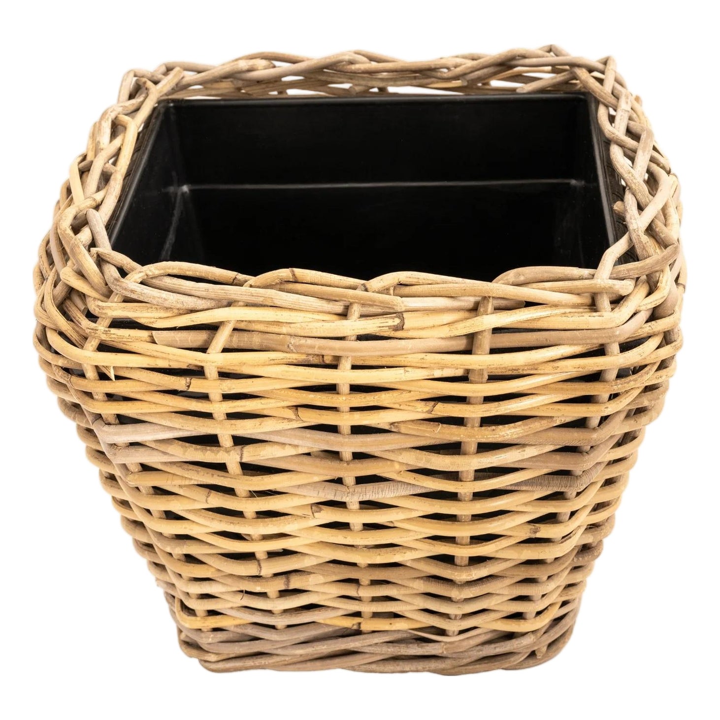 Artifacts Rattan Square Tapered Planter with Black Plastic Insert ...