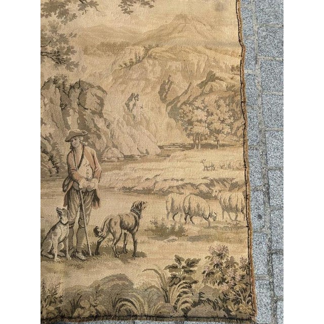 Antique French Jacquard Tapestry with Shepherds in the style of Aubusson, 1920s For Sale - Image 3 of 18