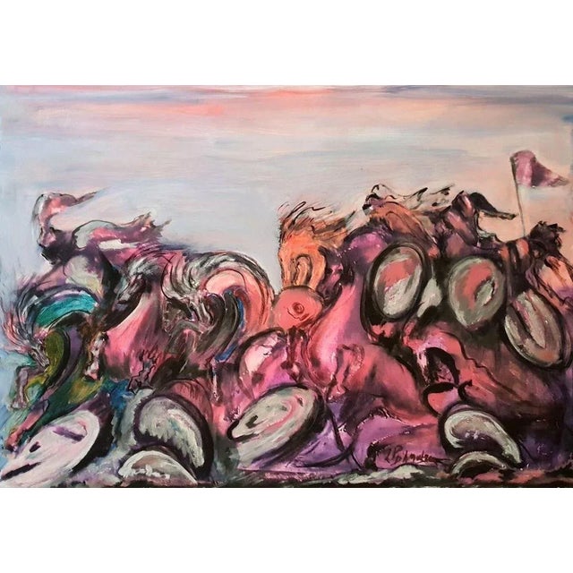 À la guerre is an original artwork realized by Laura D'Andrea in 2018. Oil, acrylic and carbon on canvas. Hand signed by...