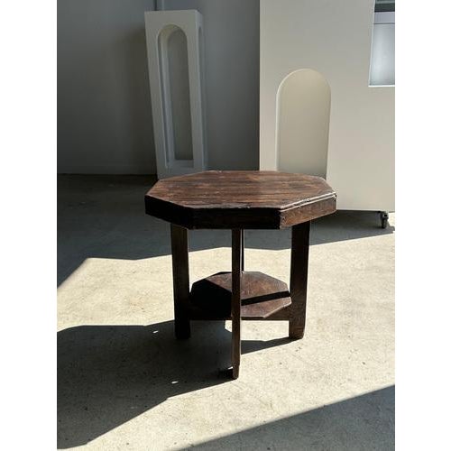 Small Vintage Modernist Octagonal Side Table with Quadripod Base For Sale - Image 13 of 18
