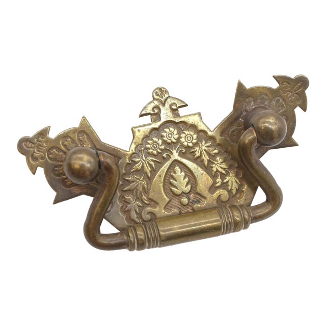 Victorian 4 In. Brass Bail Dresser Drawer Pull For Sale