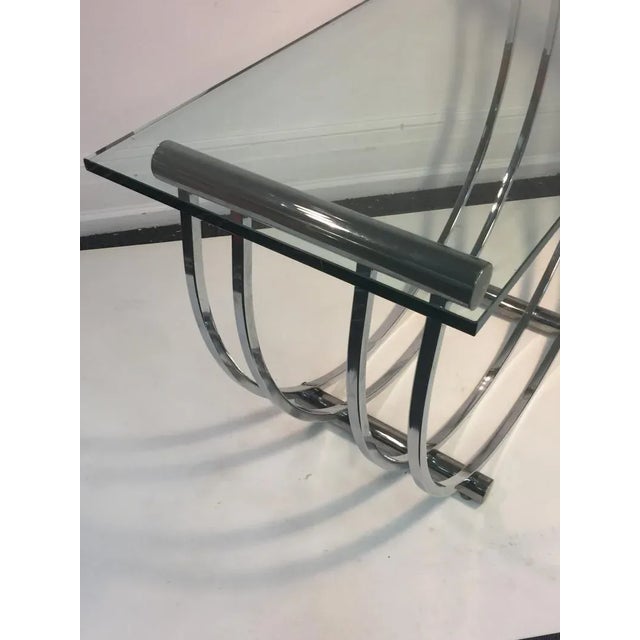 Modern Chrome Art Deco Revival U Band Console For Sale - Image 9 of 10