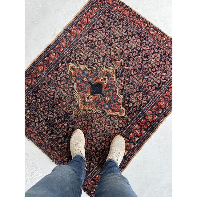 Persian Antique Persian Senneh Rug 3.7 x 4.5 For Sale - Image 3 of 8