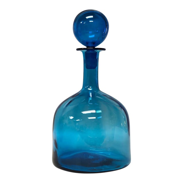 Vintage Hand Blown Blue Model 6942 Decanter by Joel Myers for Blenko For Sale