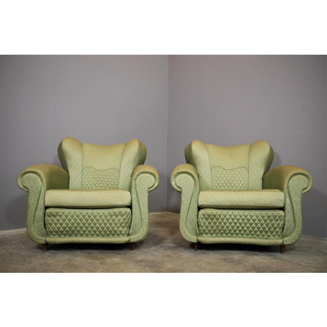Fan Armchairs in the Style of Paolo Buffa in green, 1950s