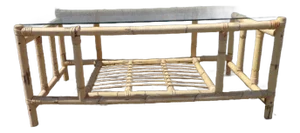 Rattan Coffee Table Cocktail Boho Chic Accent Chippendale Bamboo Palm Beach