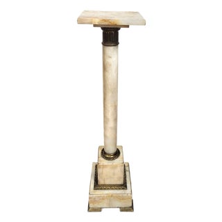 Antique French 19th C Rotating Top Bronze & Onyx Column Pedestal For Sale