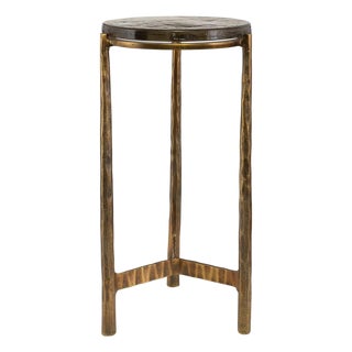 Outdoor Indoor Artisan Glass & Brass End Table For Sale