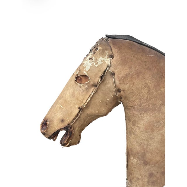 Folk Art Decorative 19th-Century Carved Wooden Horse on Platform For Sale - Image 3 of 13