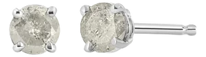 .925 Sterling Silver 1/2 Cttw 4-Prong Round-cut "Salt and Pepper" Diamond Classic Stud Earrings