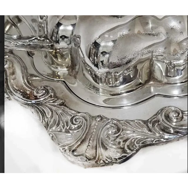1920s Rococo Silverplate Handled Covered Serving Dish - 2pcs For Sale - Image 4 of 5
