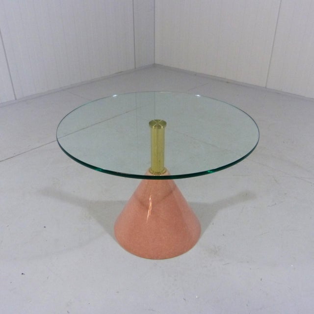 1980s Pink Natural Stone & Glass Side Table, Italy, 1980s For Sale - Image 5 of 17