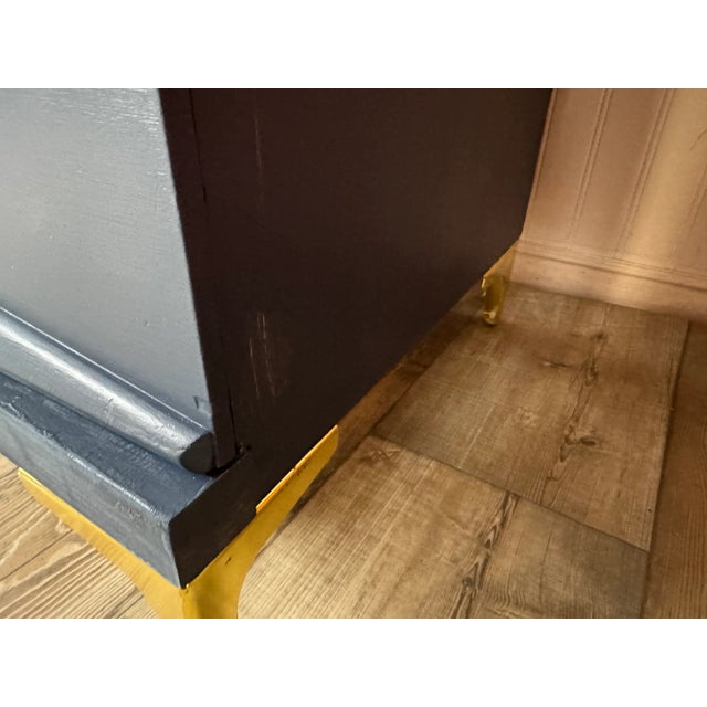 Wood 1960s Mid-Century Modern Navy Blue Long Dresser For Sale - Image 7 of 8