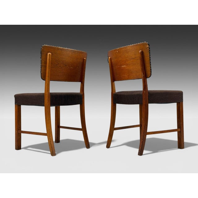 Wood Fritz Hansen, Six Dining Chairs, Oak, Wool, Denmark, 1930s For Sale - Image 7 of 12