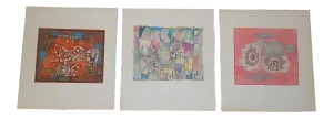 Vintage Mid 20th Century Abstract Lithograph - Paul Klee - Set of 3