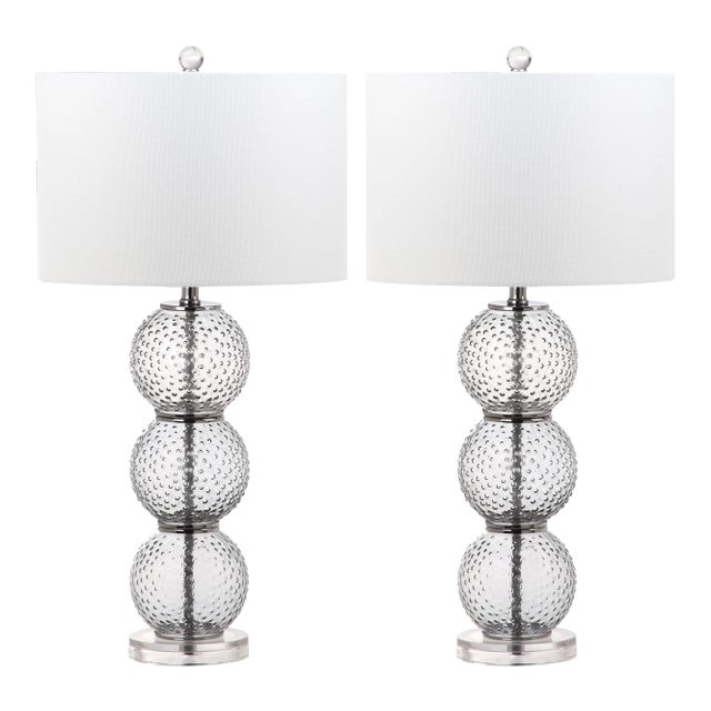28.5 Inch H Glass Table Lamp in Smoke - a Pair For Sale