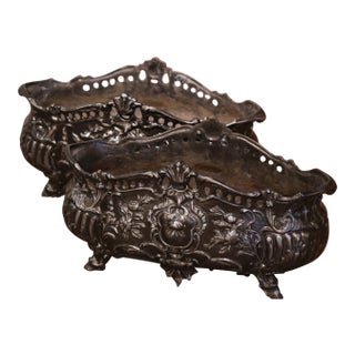 Pair of 19th Century French Louis XV Cast Iron Jardinières Signed Dechenard For Sale