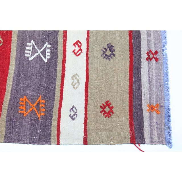Textile 1950s Handmade Warm Color Kilim Runner - 3' 1'' X 9' 1'' For Sale - Image 7 of 12