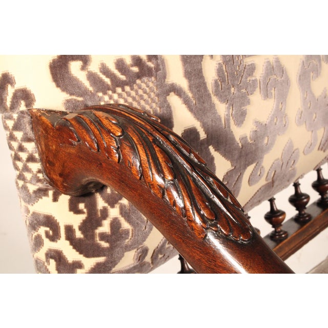 Pair of Louis XIV Style Walnut Armchairs With Lion Carved Arms For Sale - Image 12 of 12