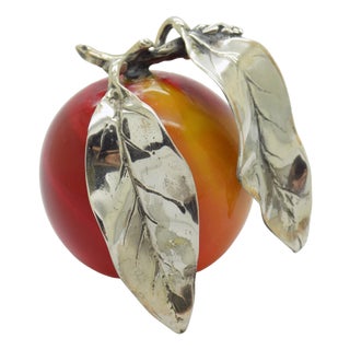Vintage Italian Handmade Silver Prune Figurine by Angini, Tuscany, 1980s For Sale