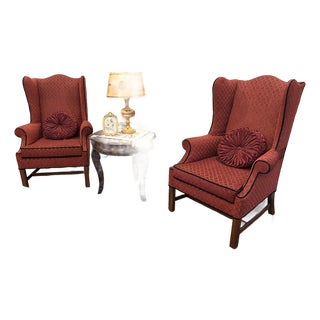 Pair of Vintage Traditional Armchairs (Red) For Sale