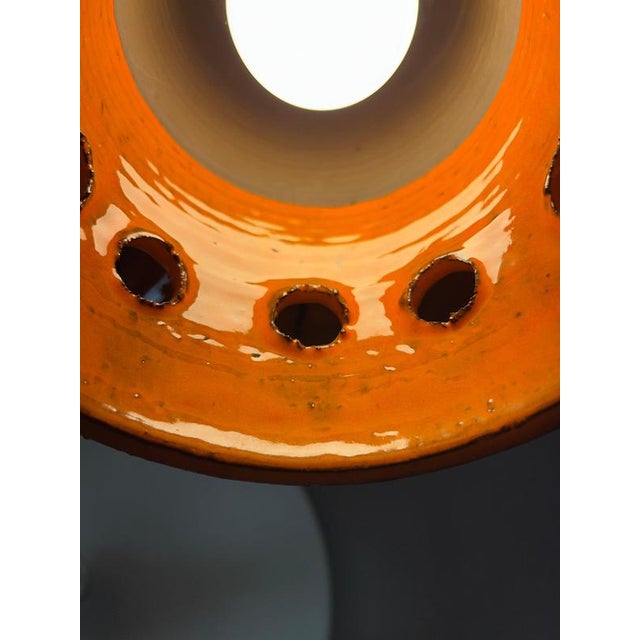 Orange and Brown Ceramic Hanging Lamp For Sale - Image 10 of 11