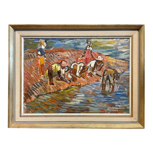 Wpa Impressionist Figurative Landscape Oil Painting Panel "Ocho Rios" Jamaica by Isabella Howland 1940