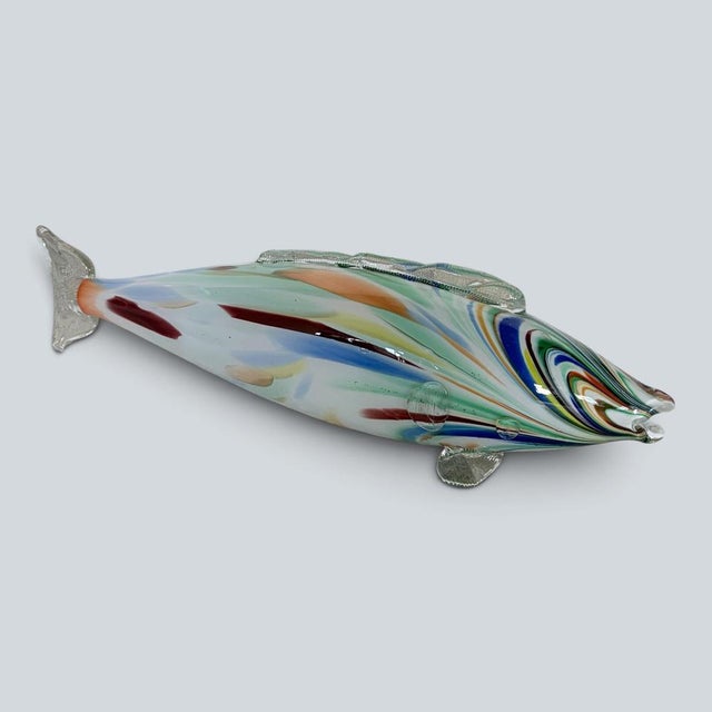 Large Mid-Century Modern Murano Hand-Blown Art Glass Fish Sculpture For Sale - Image 6 of 9