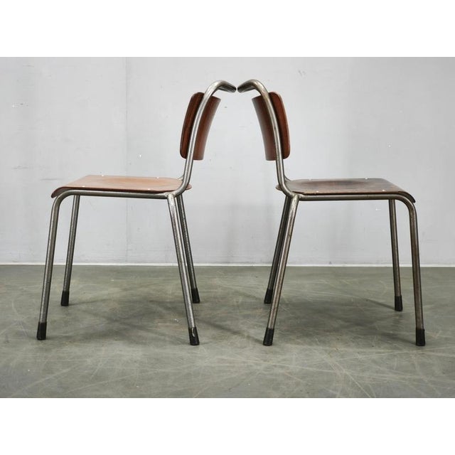1960s Dutch Industrial Plywood 106 Chairs from Gispen, 1960s, Set of 6 For Sale - Image 5 of 18