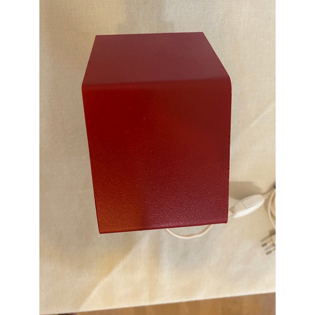 Vintage Geometric Red Metal Table Lamp, 1970s For Sale - Image 10 of 15