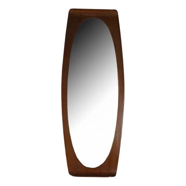 Curved Teak Wall Mirror by Campo E Graffi for Home Field & Scratches, 1960s For Sale