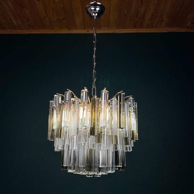 Vintage Italian Murano Glass Crystal Prism Chandelier from Venini, 1970s For Sale - Image 13 of 18