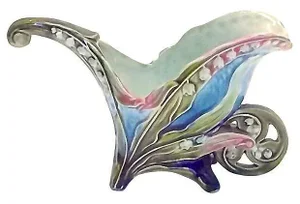 Antique Majolica Floral Wheelbarrow Cachepot