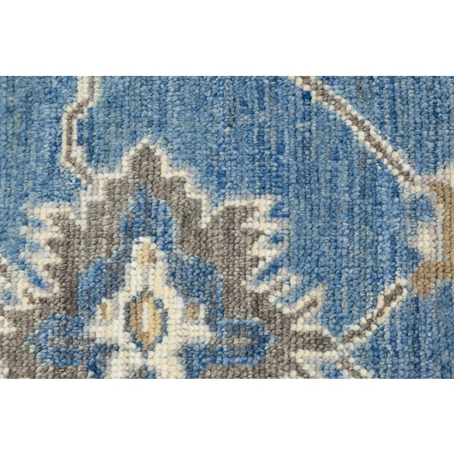 2020s Contemporary Hand-Knot Modern Oushak Style Wool Area Rug in French Blue & Taupe For Sale - Image 5 of 12