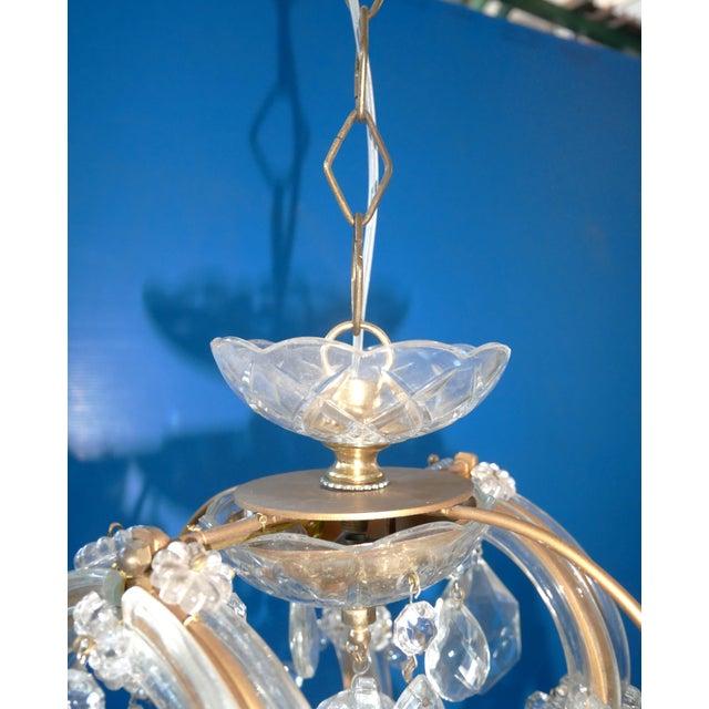 1950s Small Vintage Crystal and Glass Chandelier, 1950s For Sale - Image 5 of 12