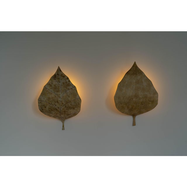 Vintage French Hand-Painted Gold Leaf Tôle Wall Sconces, 1970s, Set of 2 For Sale - Image 12 of 16