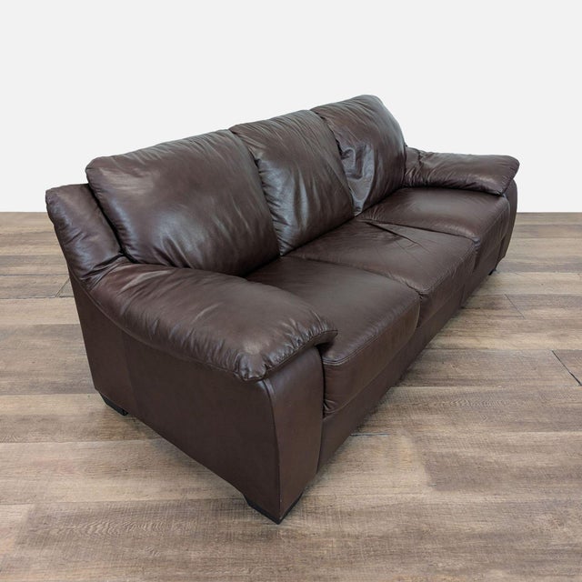 Traditional Natuzzi Classic Leather 3-Seat Sofa For Sale - Image 3 of 9