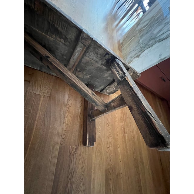 Late 20th Century Late 20th Century Craftsman Long Wooden Bench For Sale - Image 5 of 6